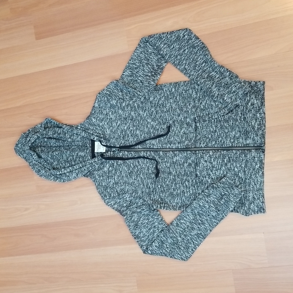 Abercrombie & Fitch stretch knit lightweight heathered black hoodie size XS